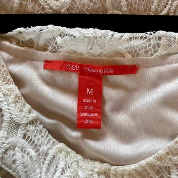 🧺Chelsea & Violet ivory lace dress w/ square neck back and ruffle - Picture 4 of 4